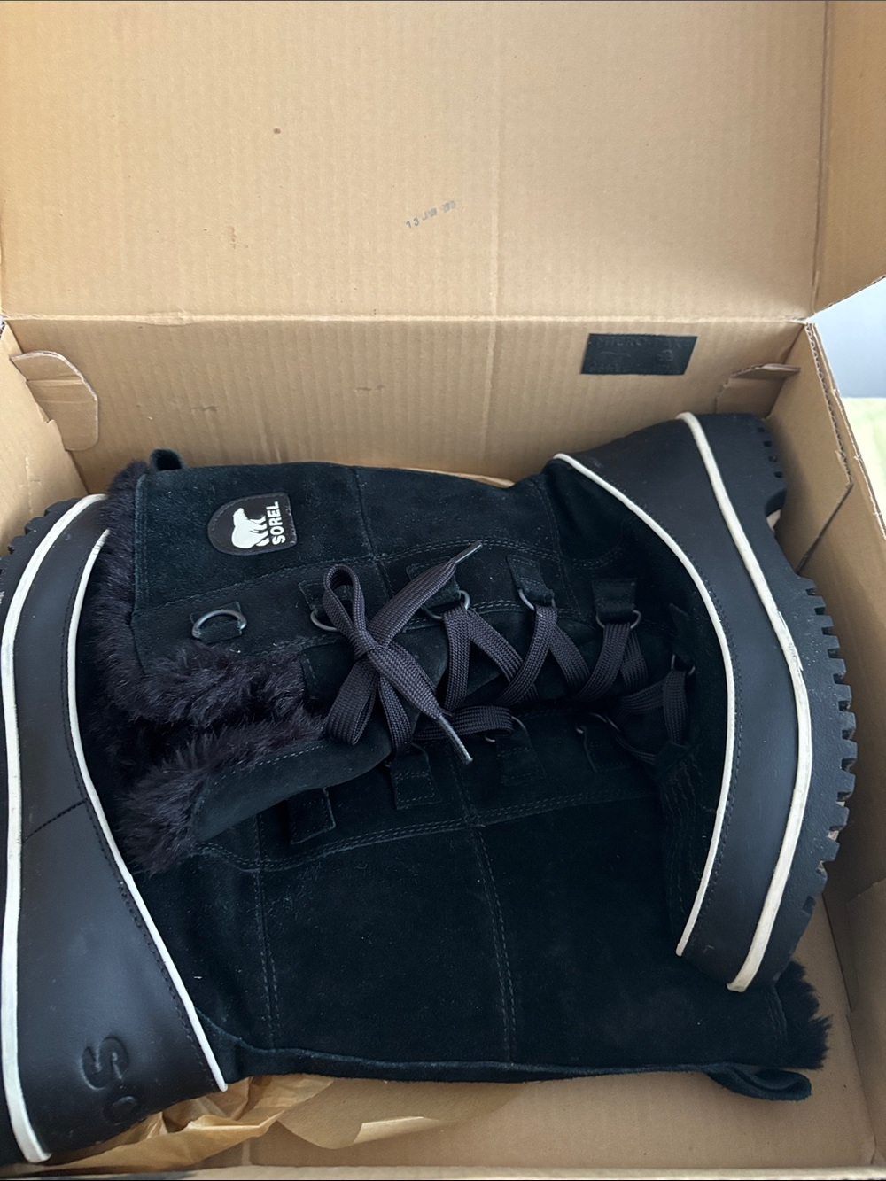 Sorel Tivoli Black Suede Lace-Up Women's Boots